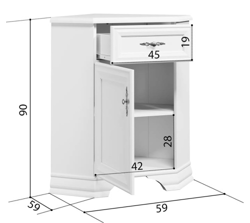 Тумба угловая Kentaki белый, арт. KOMN1D1S/L фото 6