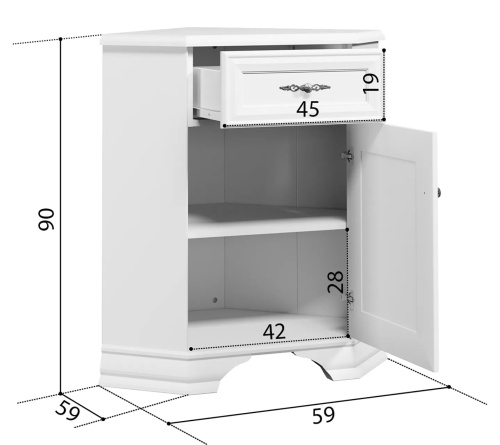 Тумба угловая Kentaki белый, арт. KOMN1D1S/P фото 3